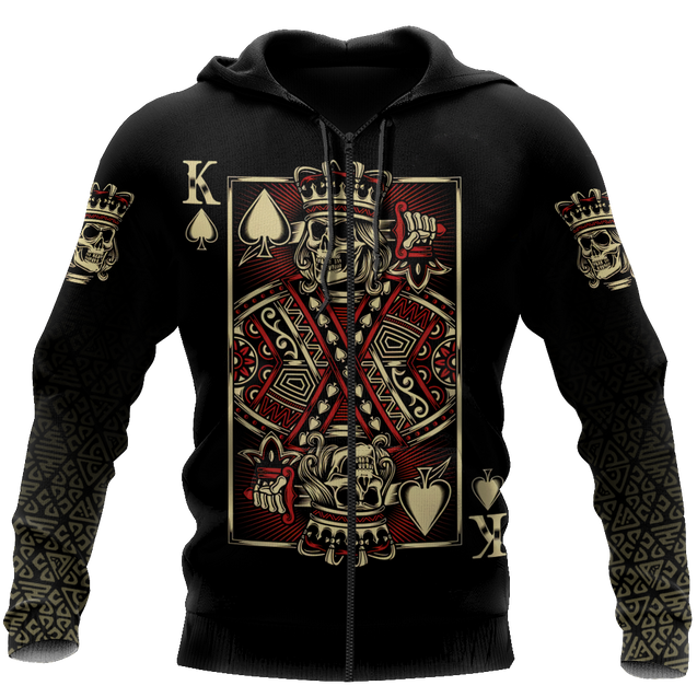 Beautiful Poker Skull Hoodie For Men And Women MEI