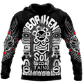 Puerto Rico White Symbol Sol Taino On Black Shirt QB06232002-Apparel-TQH-Hoodie-S-Vibe Cosy™