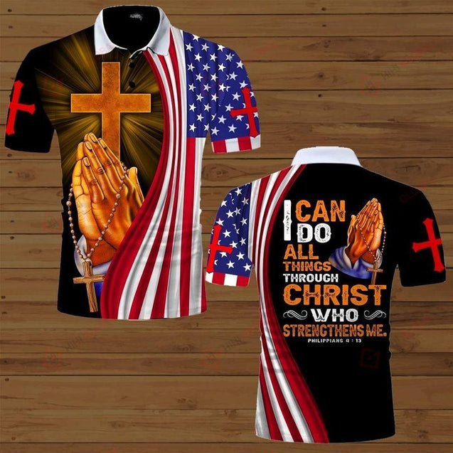 I Can Do All Things-Jesus Christ American Flag 3D All Over Printed Shirts For Men and Women TA0729210-Apparel-TA-POLO-S-Vibe Cosy™