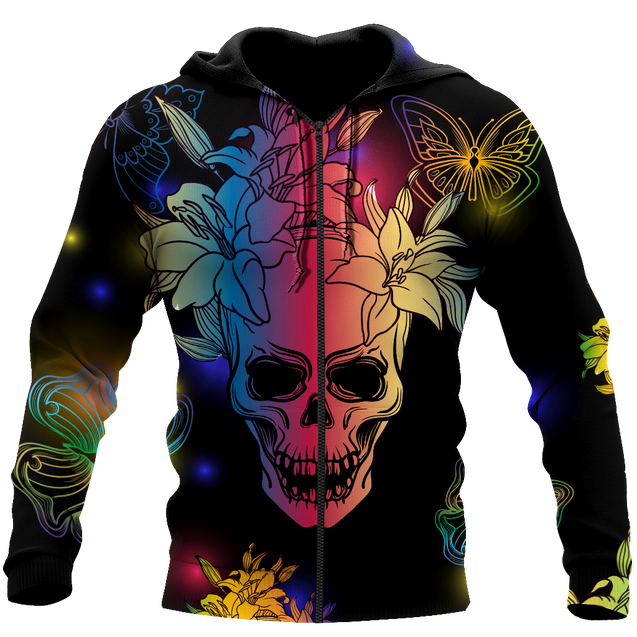 Love Skull 3D all over printed for man and women-Apparel-PL8386-Zipped Hoodie-S-Vibe Cosy™