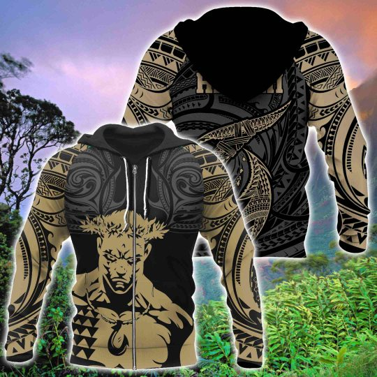 HAWAII HOOK POLYNESIAN GOLD ALL OVER PRINT HOODIES PL14032007-ALL OVER PRINT HOODIES (P)-PL8386-Zip-Up Hoodie-S-Vibe Cosy™