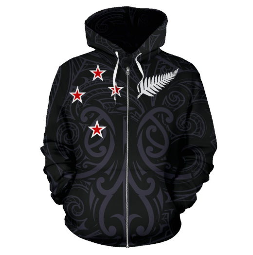 New Zealand - Maori Mask Allover Zip Hoodie A0-Apparel-Khanh Arts-Zipped Hoodie-S-Vibe Cosy™