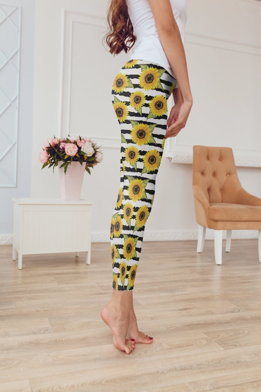 3D All Over Printing Yellow Sunflower Legging-Apparel-NTH-Hoodie Dress-S-Vibe Cosy™