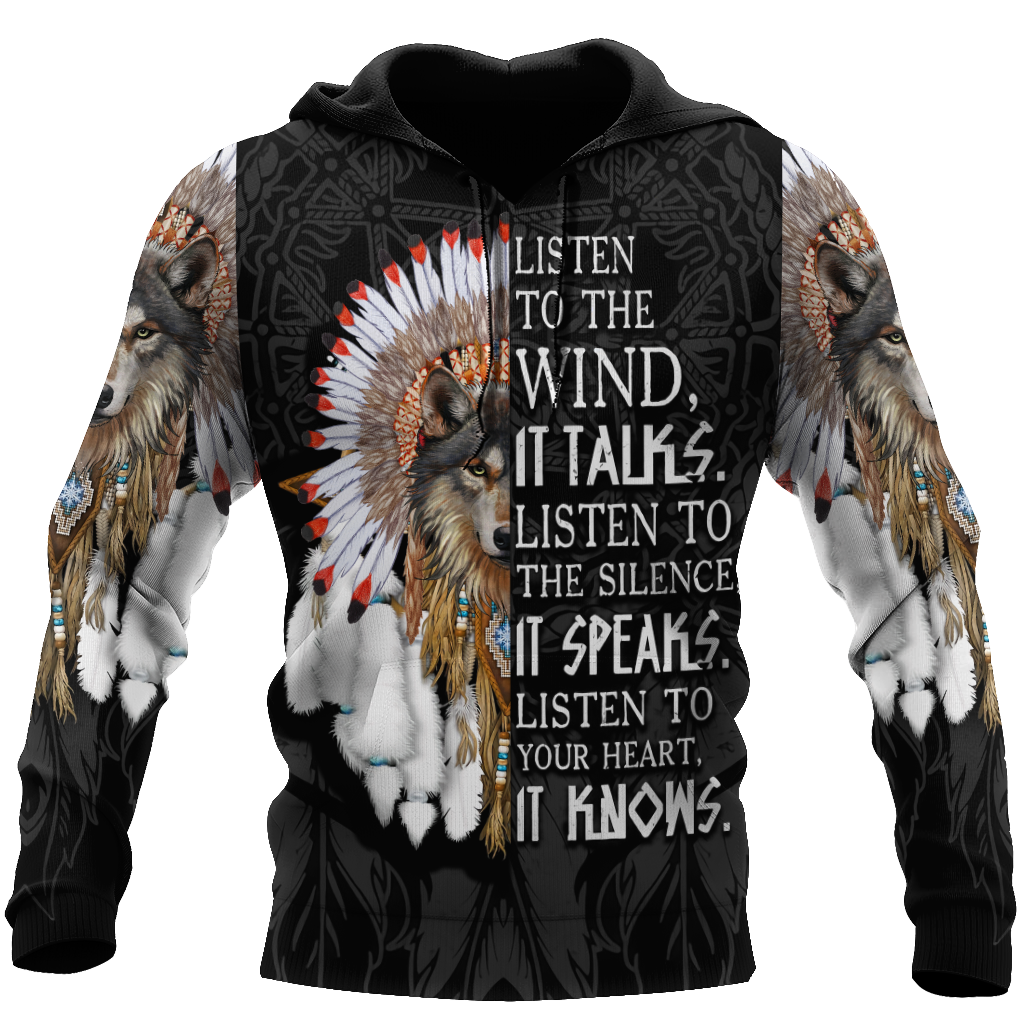 Wolf Native American Hoodie 3D All Over Printed Shirts