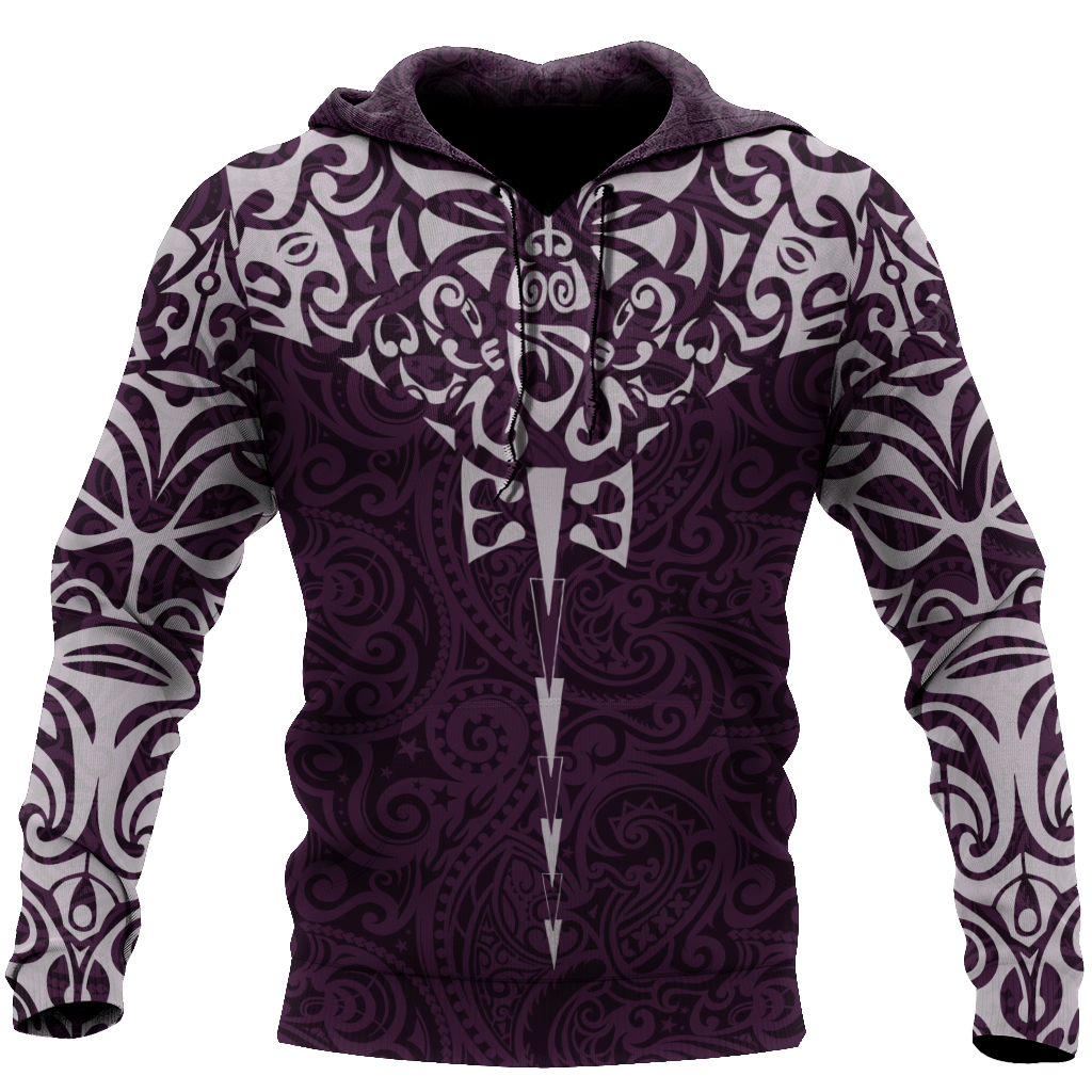 New zealand hoodie manta maori ta moko purple 3d all over printed shirt and short for man and women-Apparel-PL8386-Hoodie-S-Vibe Cosy™