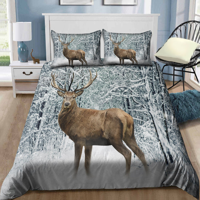 Deer In Winter Forest Bedding Set HHT29092001-MEI