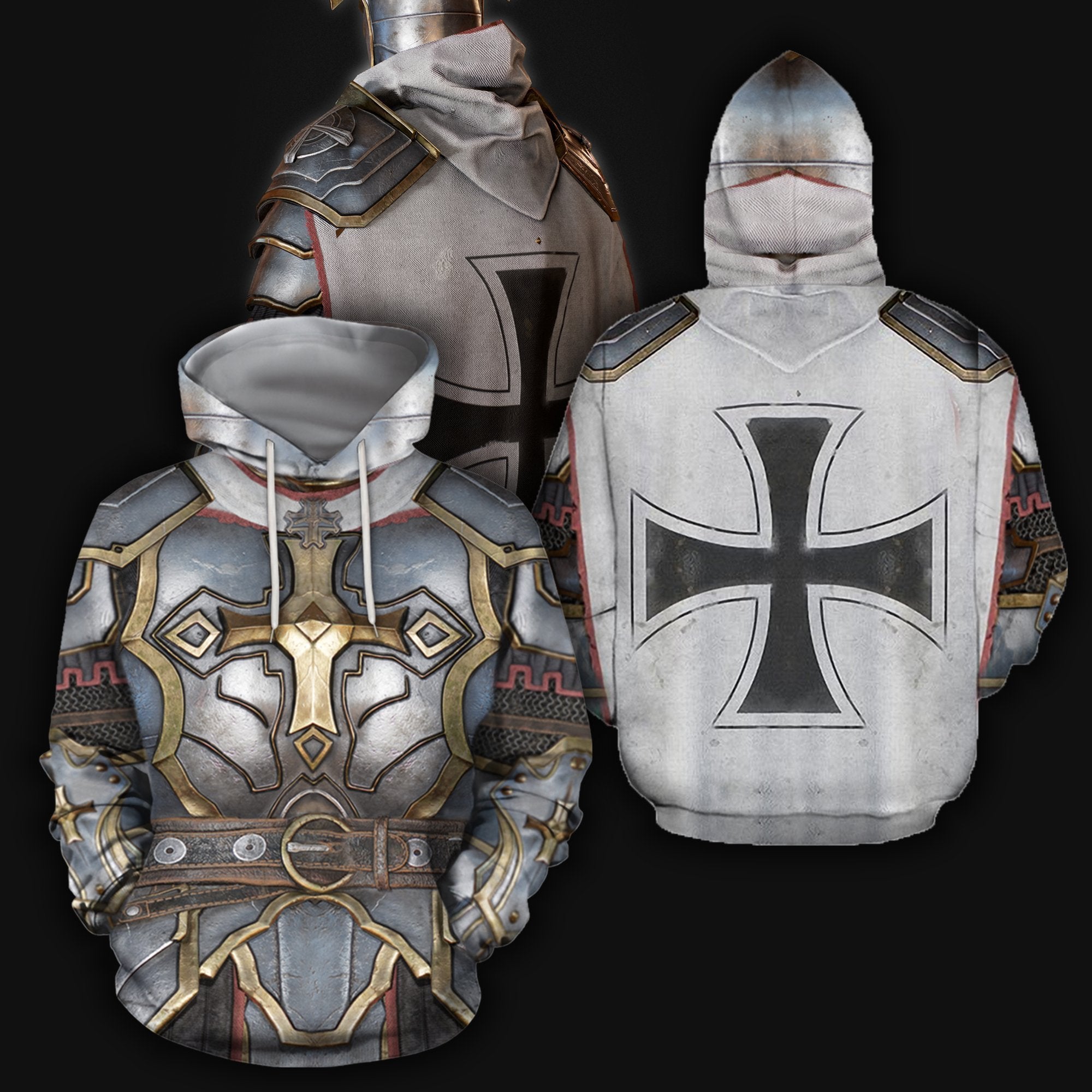 3D All Over Printed Knight Templar Tops-Apparel-HP Arts-Hoodie-S-Vibe Cosy™