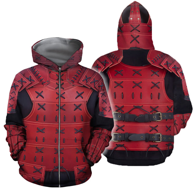 3D All Over Printed Samurai Armor for Men and Women-Apparel-HP Arts-ZIPPED HOODIE-S-Vibe Cosy™