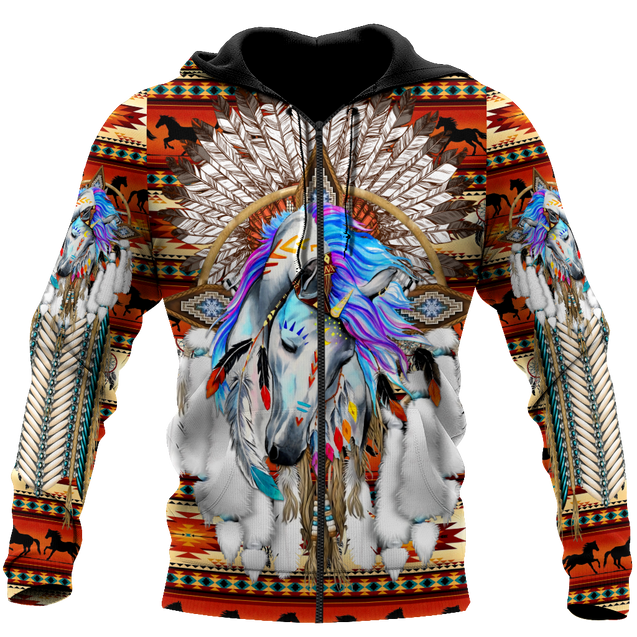 Horse Dreamcatcher Native American Blue Hoodie 3D All Over Printed Shirts DA140920203-LAM