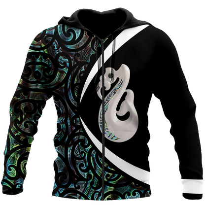 Aotearoa Manaia Silver Fern Paua Shell 3d all over printed shirt and short for man and women-Apparel-PL8386-Zipped Hoodie-S-Vibe Cosy™