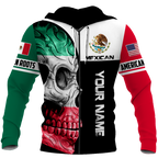 Mexican Skull-American Grown With American Roots 3D All Over Printed Shirts DQB10092003