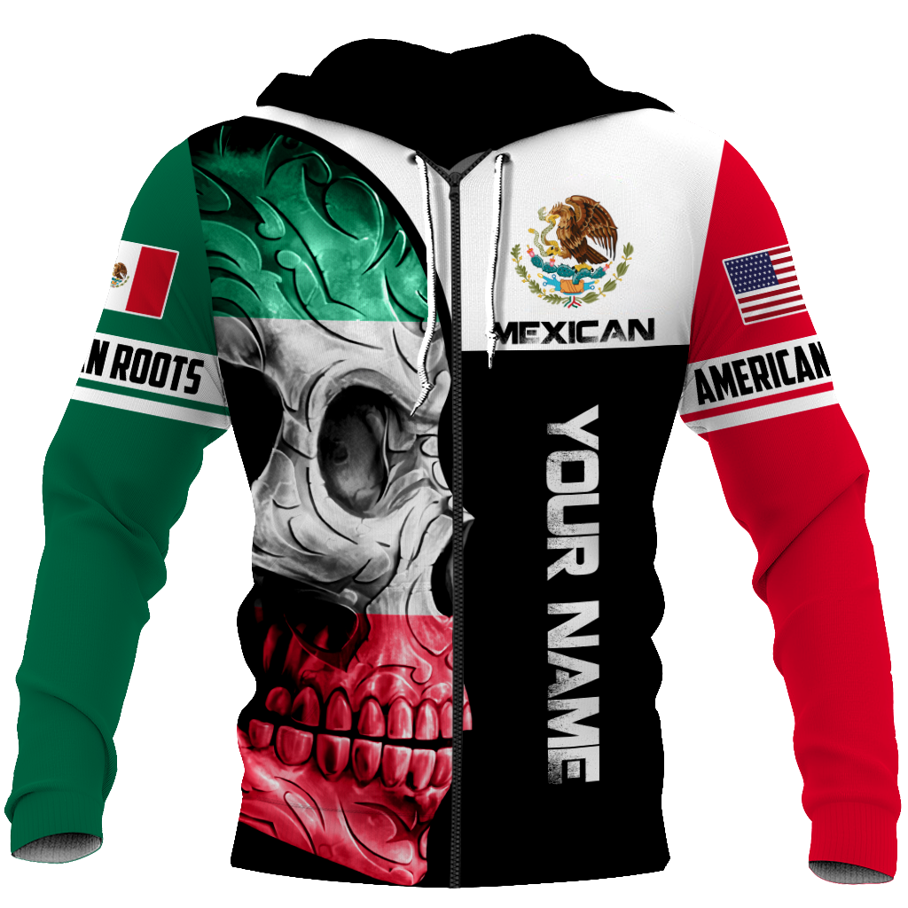 Mexican Skull-American Grown With American Roots 3D All Over Printed Shirts DQB10092003