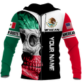 Mexican Skull-American Grown With American Roots 3D All Over Printed Shirts DQB10092003