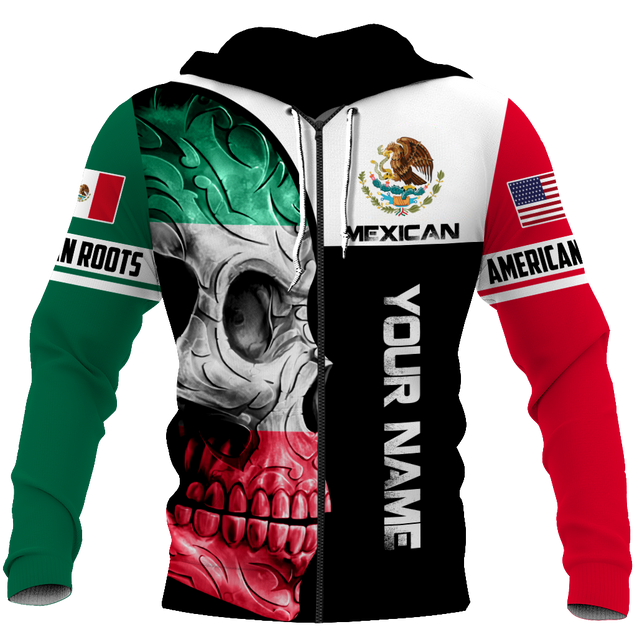 Mexican Skull-American Grown With American Roots 3D All Over Printed Shirts DQB10092003