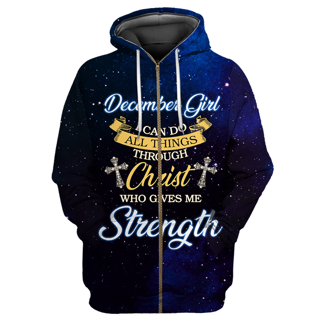 December Girl I Can Do All Things Through Christ Who Give Me Strength  3D All Over Print Shirts DQB08122009S