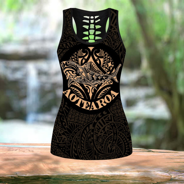 Maori shark tattoo tank top & leggings outfit for women HHT17072001-Apparel-PL8386-S-S-Vibe Cosy™