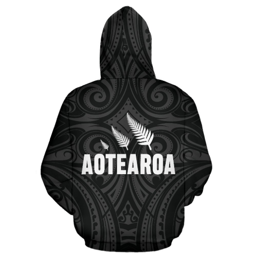 New Zealand - Aotearoa Maori Three Silver Fern Th9-Apparel-Khanh Arts-Hoodie-S-Vibe Cosy™