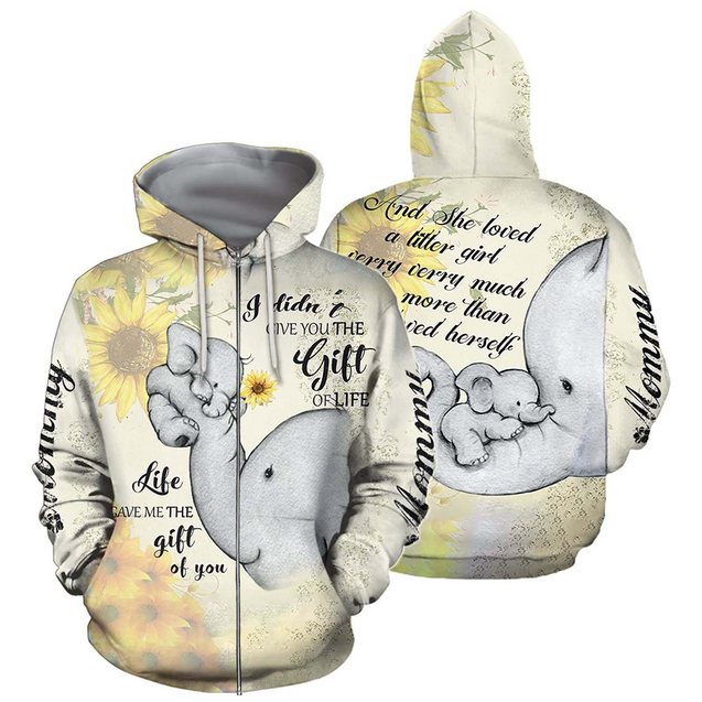 3D All Over Print Love Mom Elephant Shirt and short for man and women PL-Apparel-PL8386-Zipped Hoodie-S-Vibe Cosy™