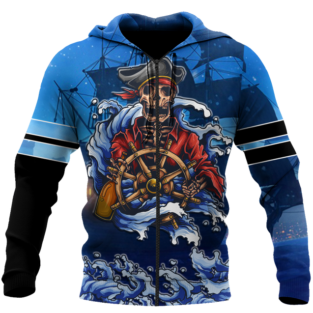 Love Skull pirates 3D all over printed for man and women QB06092001-Apparel-PL8386-Zipped Hoodie-S-Vibe Cosy™