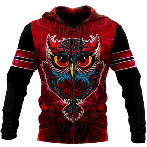 Owl 3d hoodie shirt for men and women QB05132003-Apparel-HG-Zip hoodie-S-Vibe Cosy™