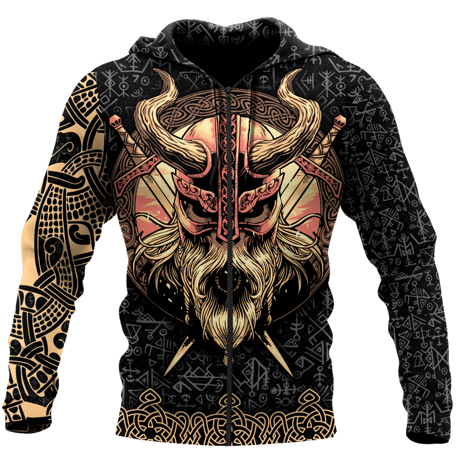 Love Skull Viking 3D all over printed for man and women QB06062004-Apparel-PL8386-Hoodie-S-Vibe Cosy™