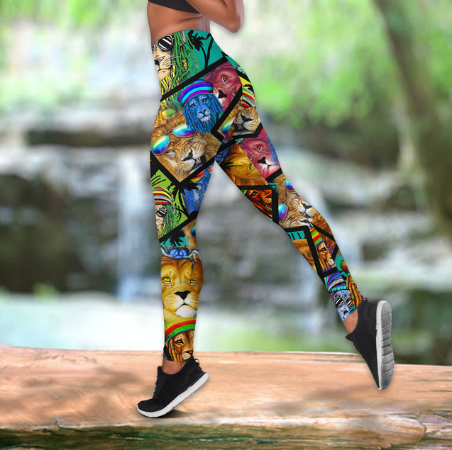 Twenty Shades of Lion Legging + Hollow tank combo for Women