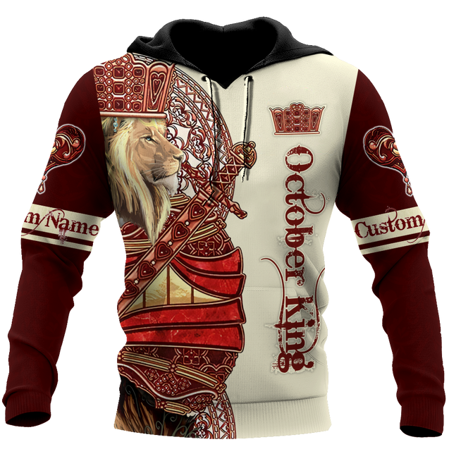 Custom Name October King Lion  3D All Over Printed Unisex Shirts