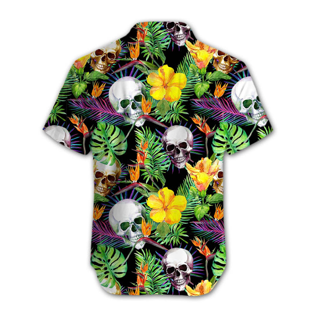 Hawaii Flower Skull Beach Sleeves Shirt TP31072002-Apparel-TP-SHIRT-S-Vibe Cosy™