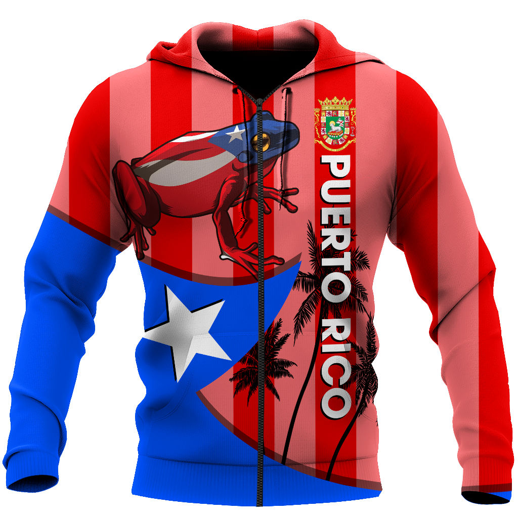 Puerto Rico Caribbean Frog Shirts TH20061608S-Apparel-TQH-Zipped Hoodie-S-Vibe Cosy™