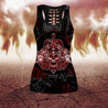 Gothic coat of arms with skull and angels legging + hollow tank combo outfit HHT14082003