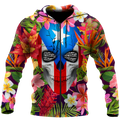 Puerto Rico Floral Skulls Shirt TH20061605S-Apparel-TQH-Zipped Hoodie-S-Vibe Cosy™