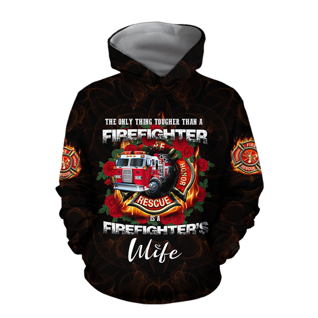 All Over Printed Firefighter's Wife Hoodie MEI