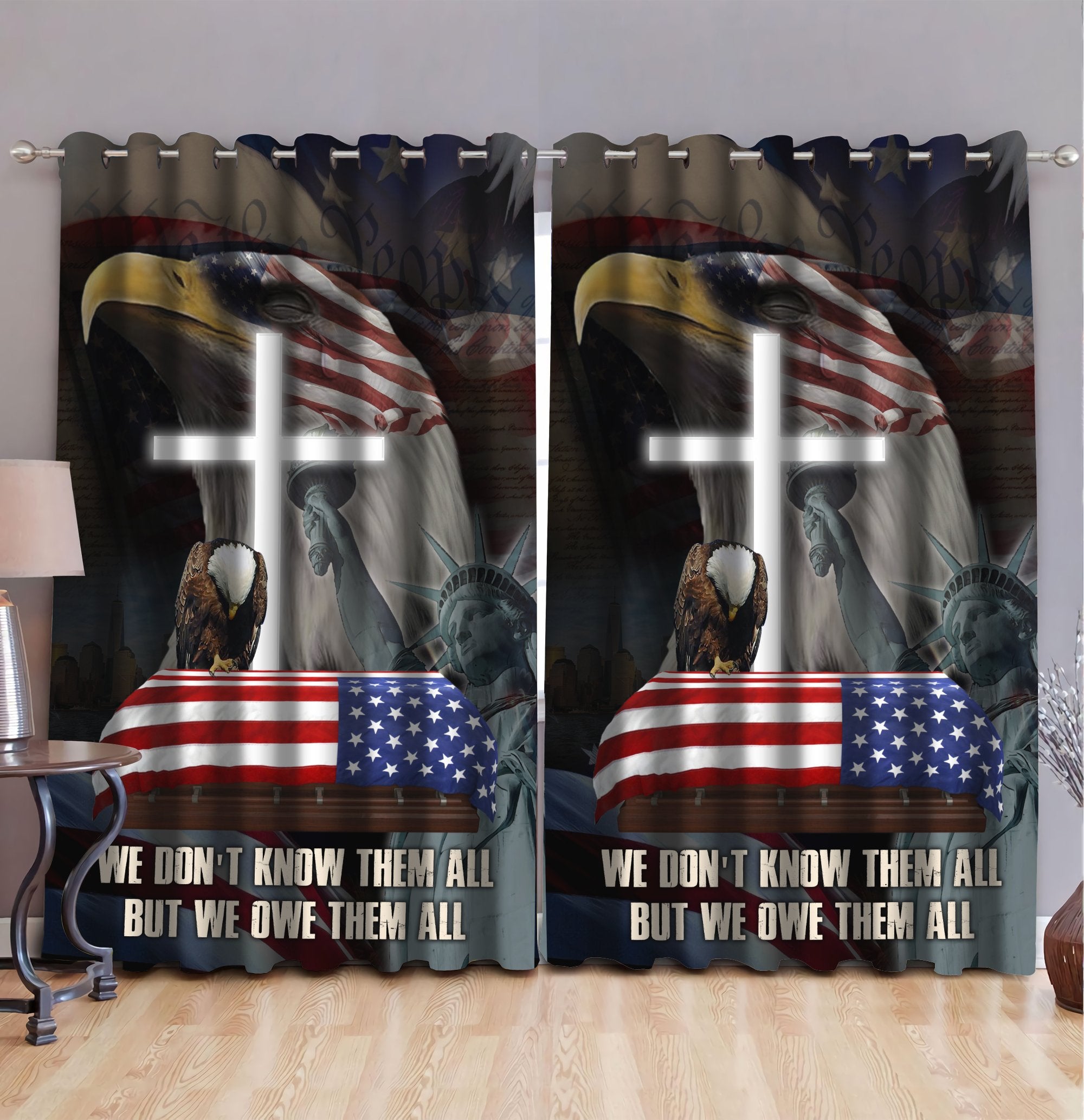 American 3D All Over Printed Window Curtains