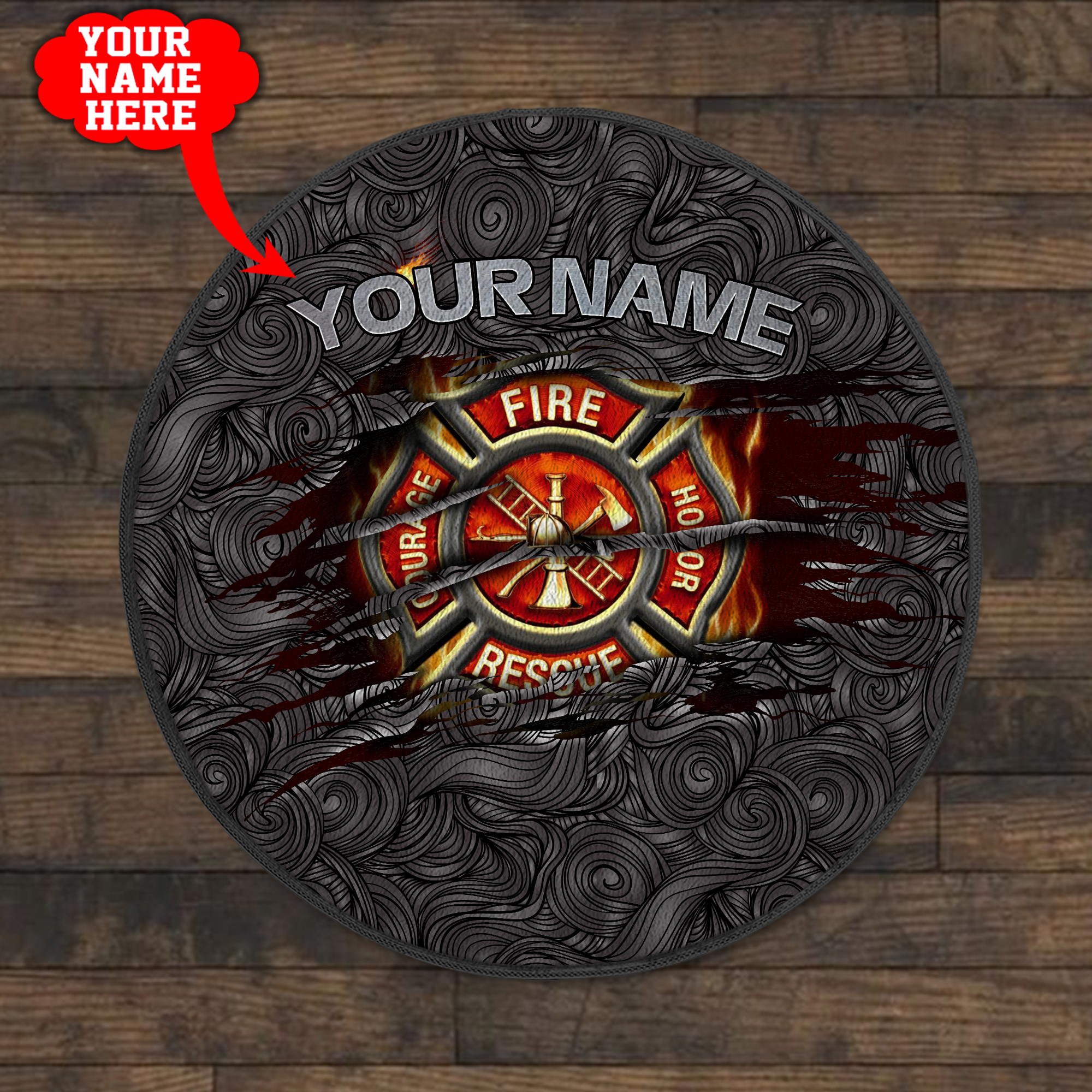 Customize Name Firefighter Circle Rug DQB29052101