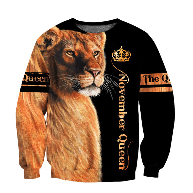 November Lion Queen 3D All Over Printed Shirt for Women