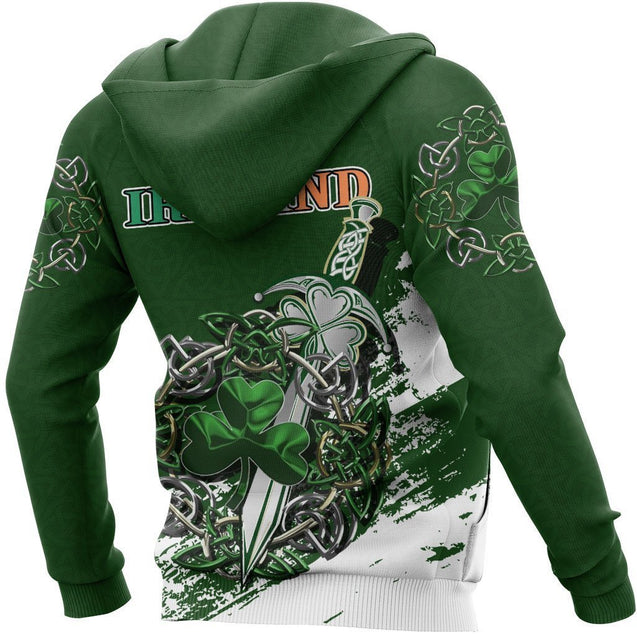 Ireland - Celtic Shamrock & Sword Pullover Hoodie NM-Apparel-NM-Hoodie-S-Vibe Cosy™