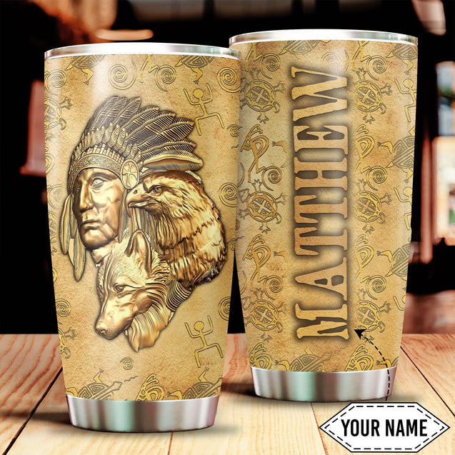 Customize Name Native American Steel Tumbler