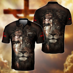 Jesus and Lion 3D All Over Printed Unisex Polo Shirt