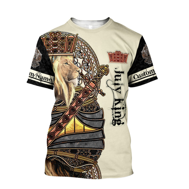 Custom Name July King Lion 3D All Over Printed Unisex Shirts