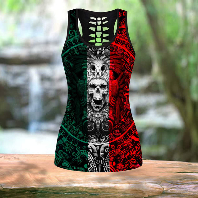 Mexican Aztec Warrior Combo Tank Top + Legging QB07032001S-Apparel-TA-No Legging-S-Vibe Cosy™