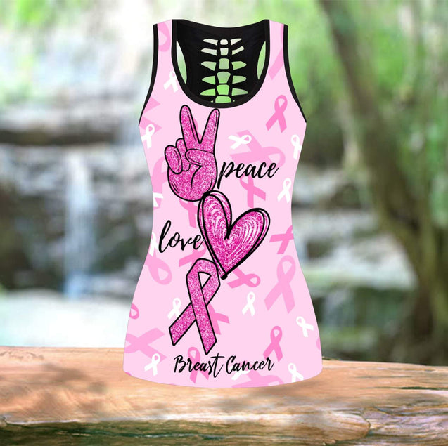 Peace Love Breast Cancer Combo Tank + Legging DQB07202003-Apparel-TA-S-S-Vibe Cosy™