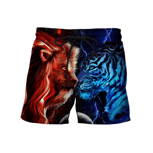 Tiger vs Lion Galaxy Thunder Over Printed Shirt For Men and Women