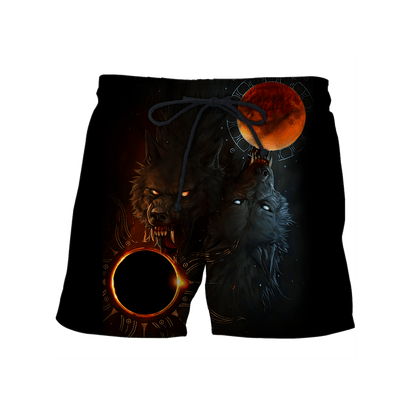 All Over Printed Wolf And Sun Hoodie MEI