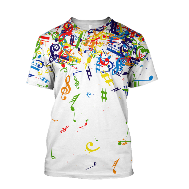 Colorful Music Notes White Version 3D All Over Printes-Apparel-HP Arts-T-Shirt-S-Vibe Cosy™