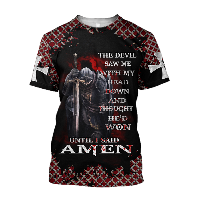 Knight templar 3D all over printed shirt and short for men and women