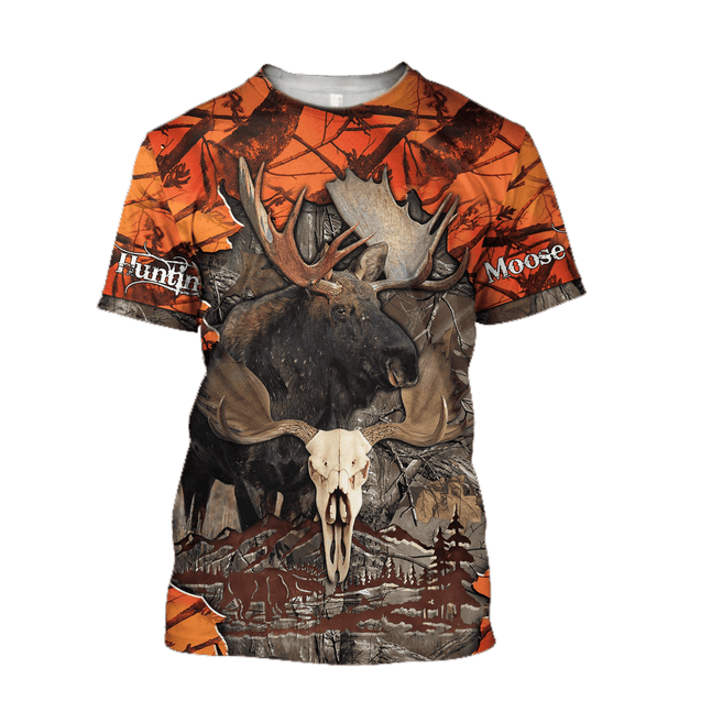 Hunting Moose Orange Camo 3D All Over Print Hoodie AM092025