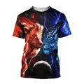Tiger vs Lion Galaxy Thunder Over Printed Shirt For Men and Women