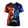 Tiger vs Lion Galaxy Thunder Over Printed Shirt For Men and Women