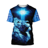 Way Maker Miracle Worker Promise Keeper Light In The Darkness Blue Lion All Over Printed Shirt - Amaze Style™-Apparel