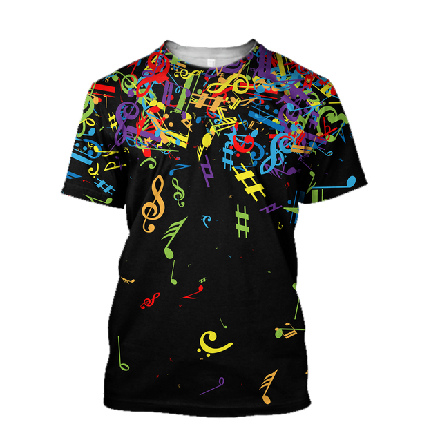 Colorful Music Notes 3D All Over Printes-Apparel-HP Arts-T-Shirt-S-Vibe Cosy™